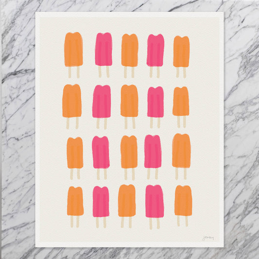 Pink and Orange Popsicle Art Print. Signed.