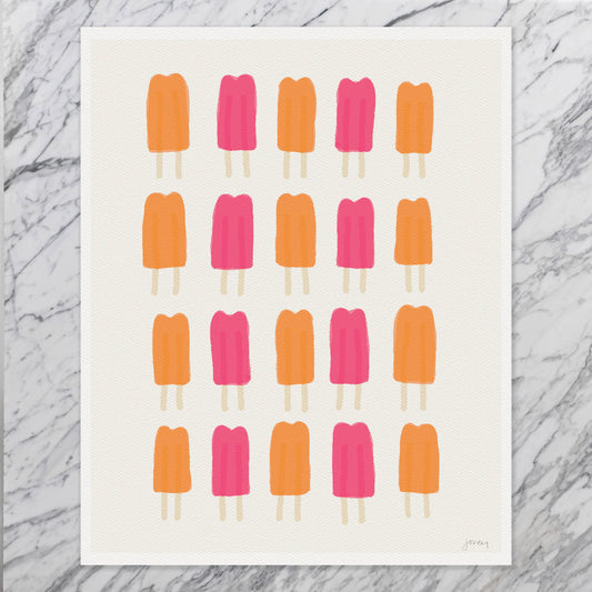 Pink and Orange Popsicle Art Print. Signed. Jorey Hurley