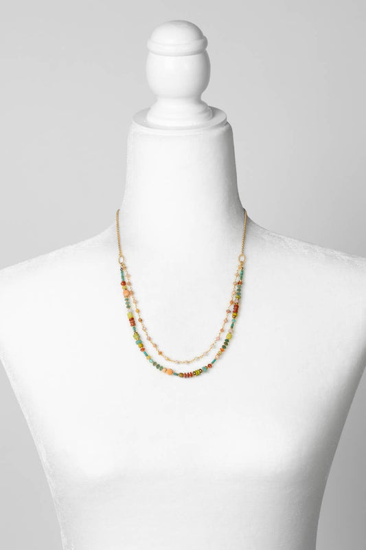 Mango Tango 24.5-26.5" Turquoise, Red Jasper, Amazonite Multistrand Necklace