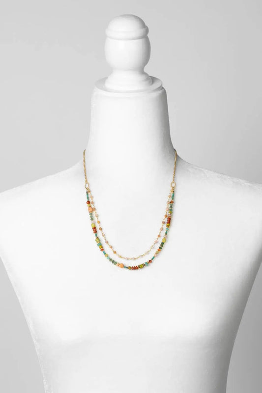 Mango Tango 24.5-26.5" Turquoise, Red Jasper, Amazonite Multistrand Necklace Anne Vaughan Designs Jewelry