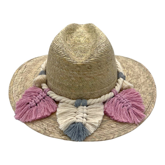 Indiana Palm Hat - PINK Leaves Macrame Band Chisme Lifestyle