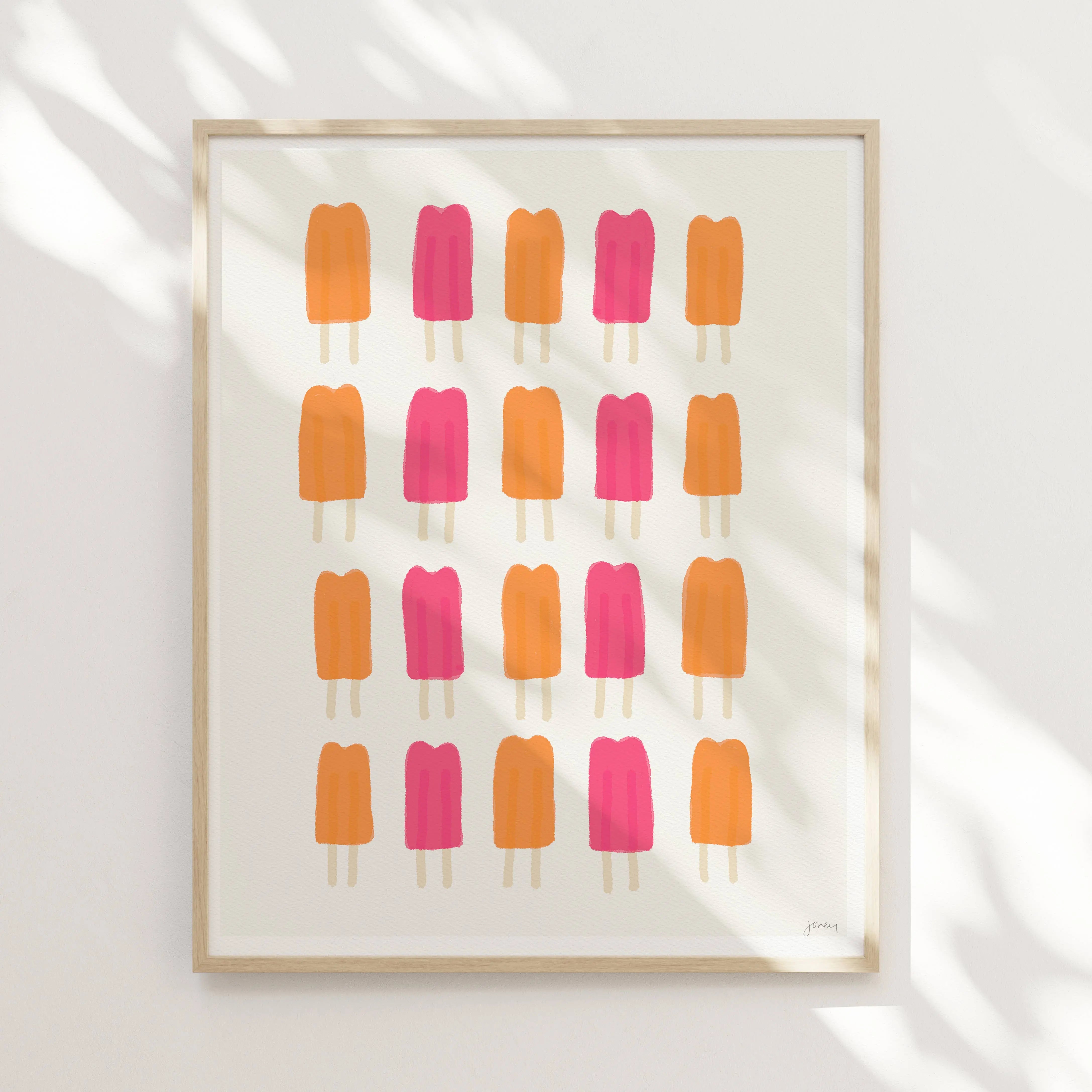Pink and Orange Popsicle Art Print. Signed. Jorey Hurley