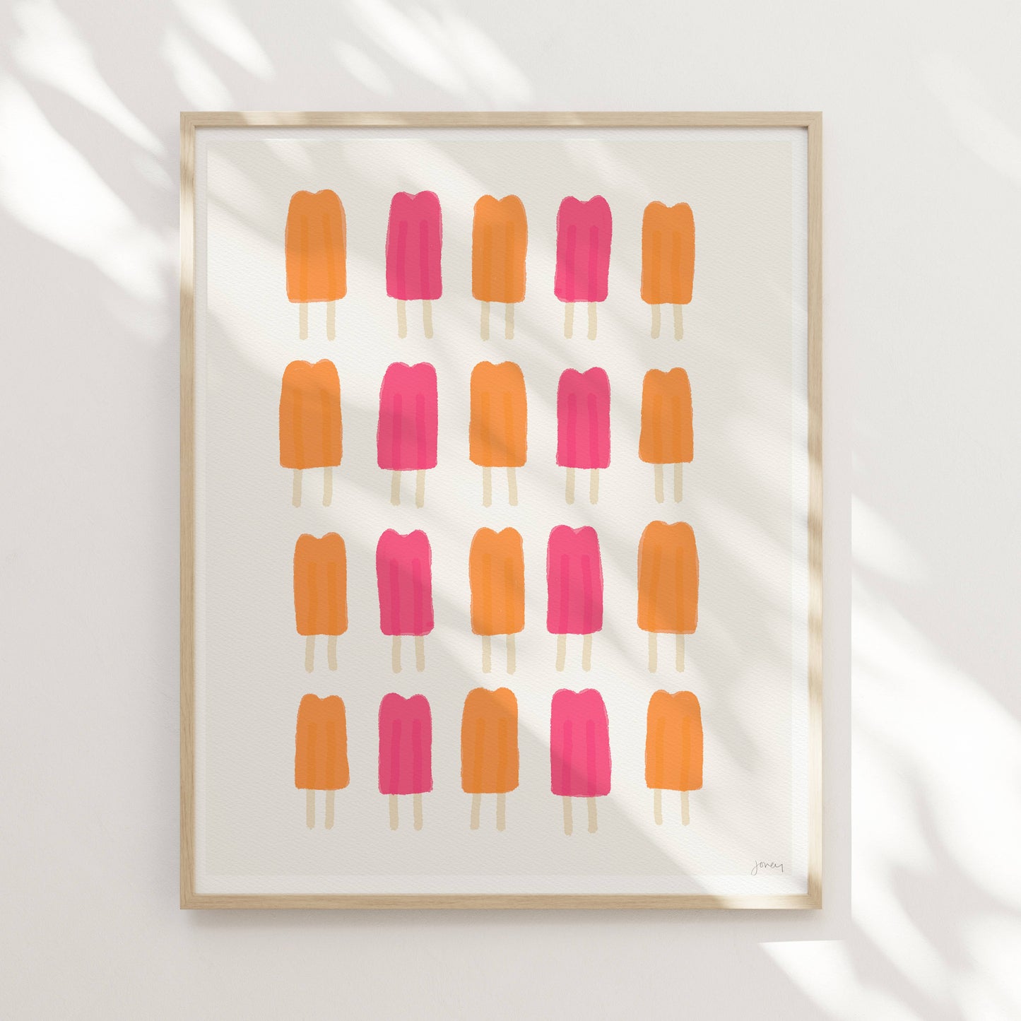 Pink and Orange Popsicle Art Print. Signed.
