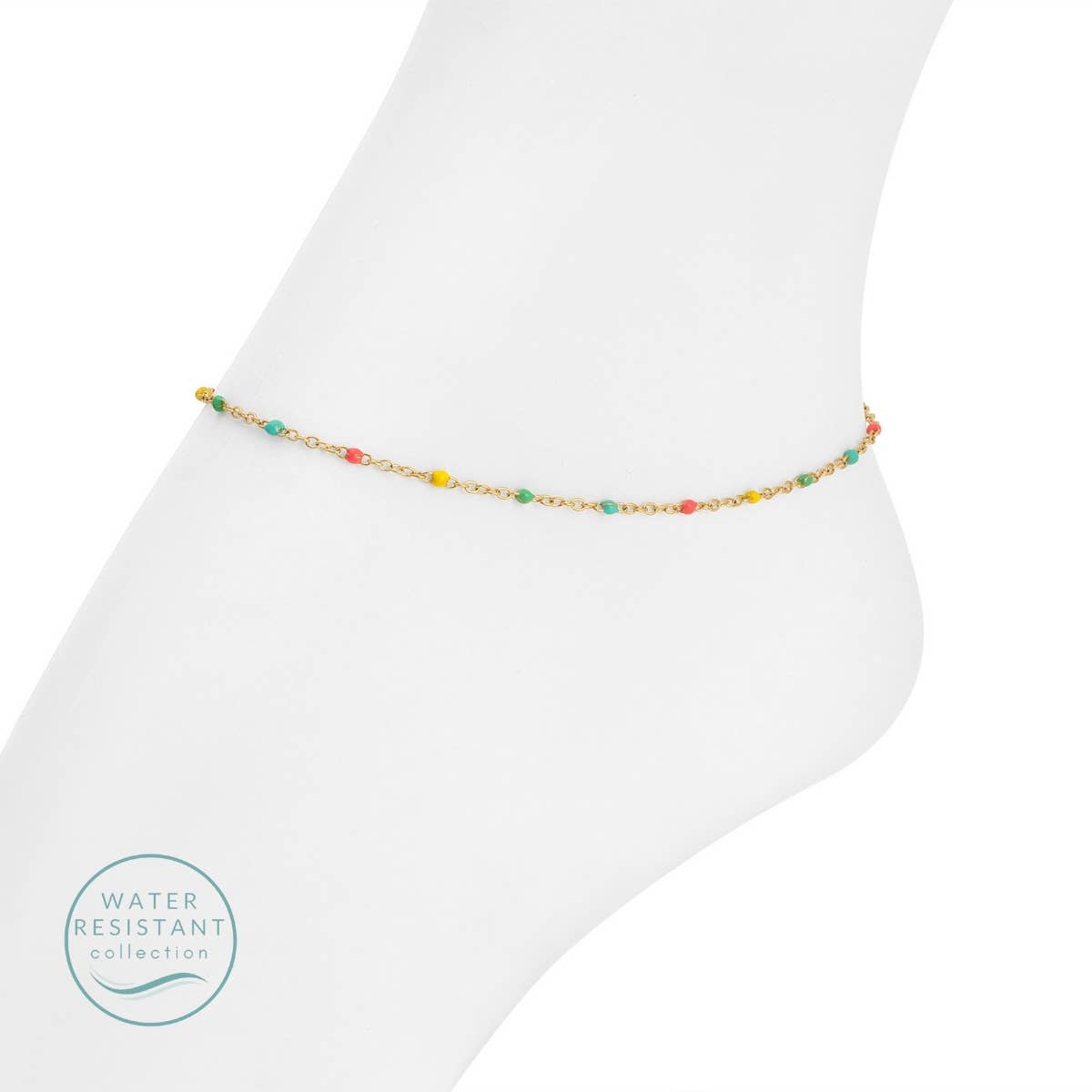 Sweetly Colored Delicate Chain Anklet, Water-Resistant Splendid Iris