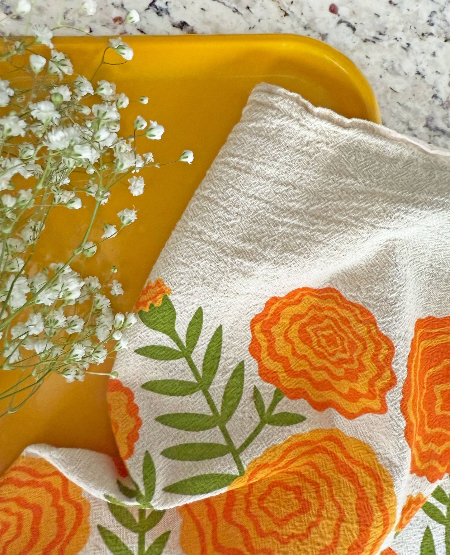 EDIBLE FLOWERS (Rose, Lilac, Marigold) - Tea Towel Set of 3