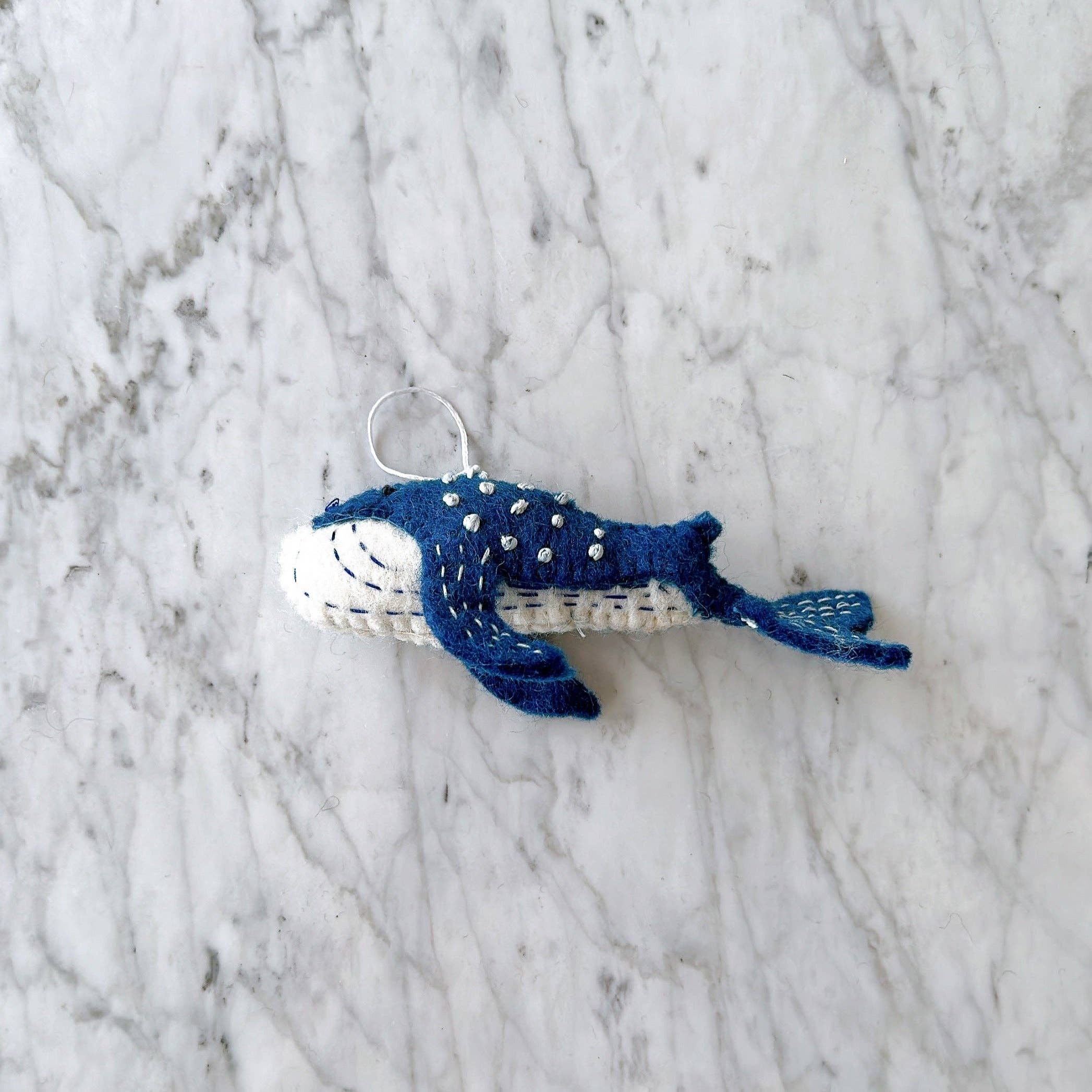 Blue Minke Whale Felt Ornament Ganapati