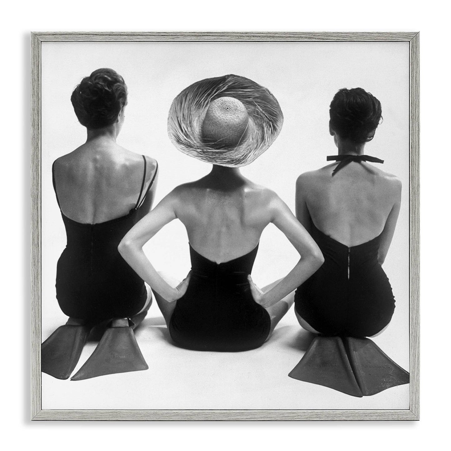 Women Sitting Beach Monochrome Flippers Framed Giclee Fall