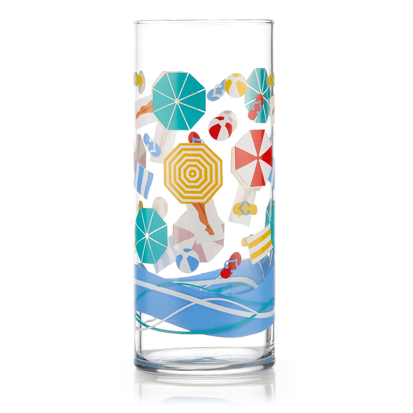 Beach Scene Cooler Glasses, 16oz, Set of 4