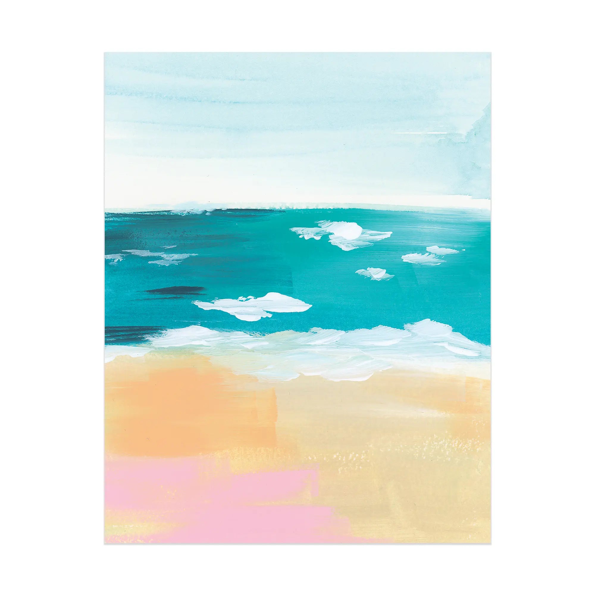Serena Colorful Coastal Beach Landscape Art Print Evergreen Summer