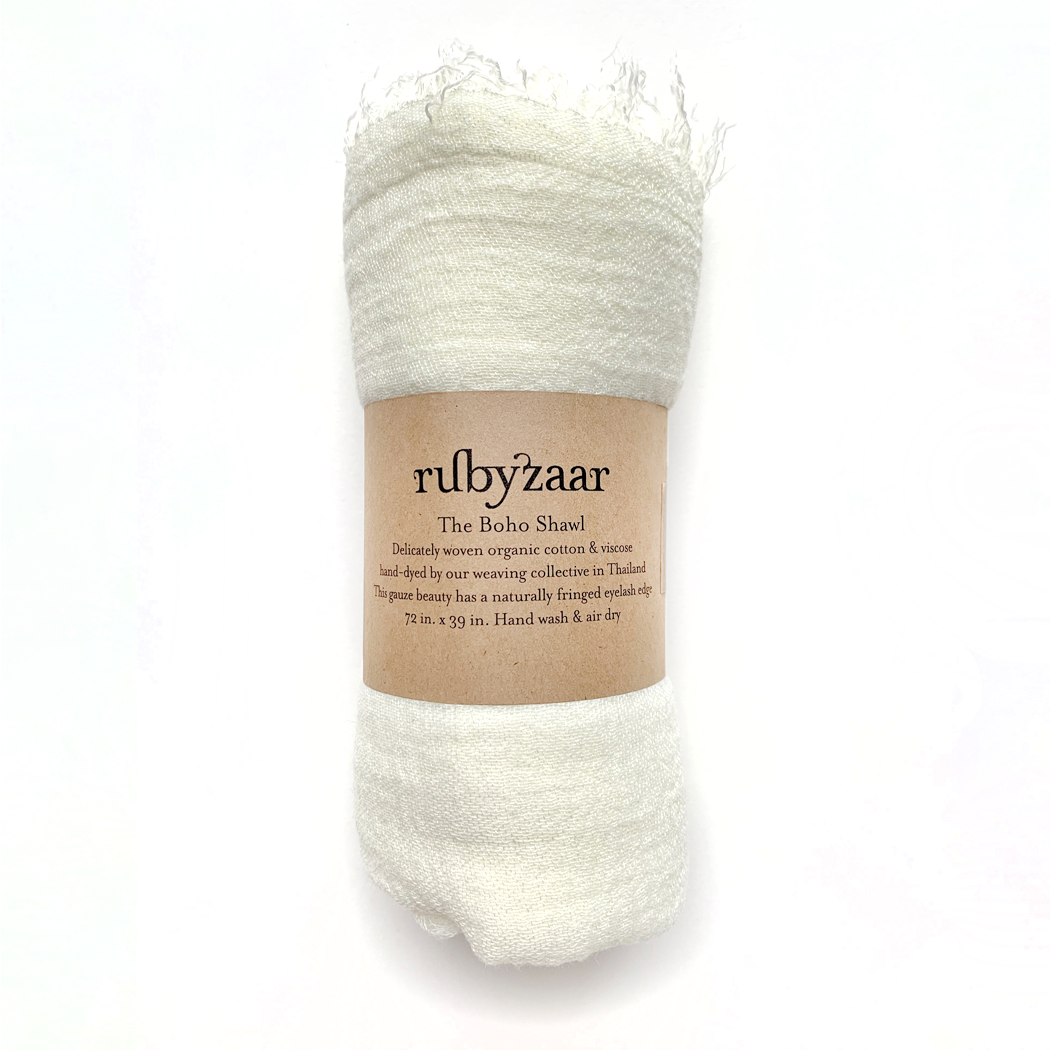 Cream Boho Scarf Rubyzaar