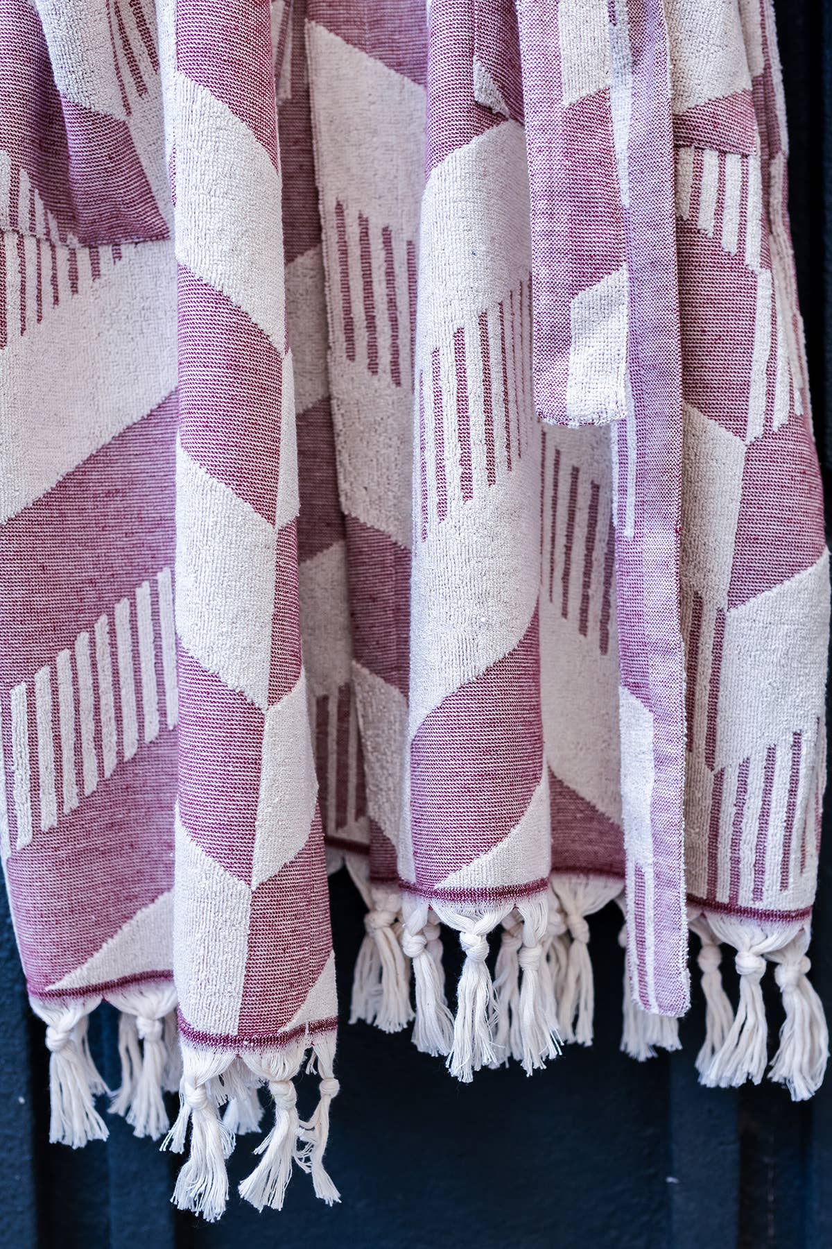 Raised Terry Bathrobe Turkish Cotton Light Weight Quick-dry Burgundy Kikoya