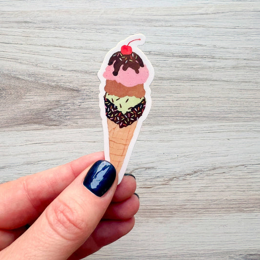 Ice Cream Cone Sticker | Waffle Cone Sticker | 1" x 3"