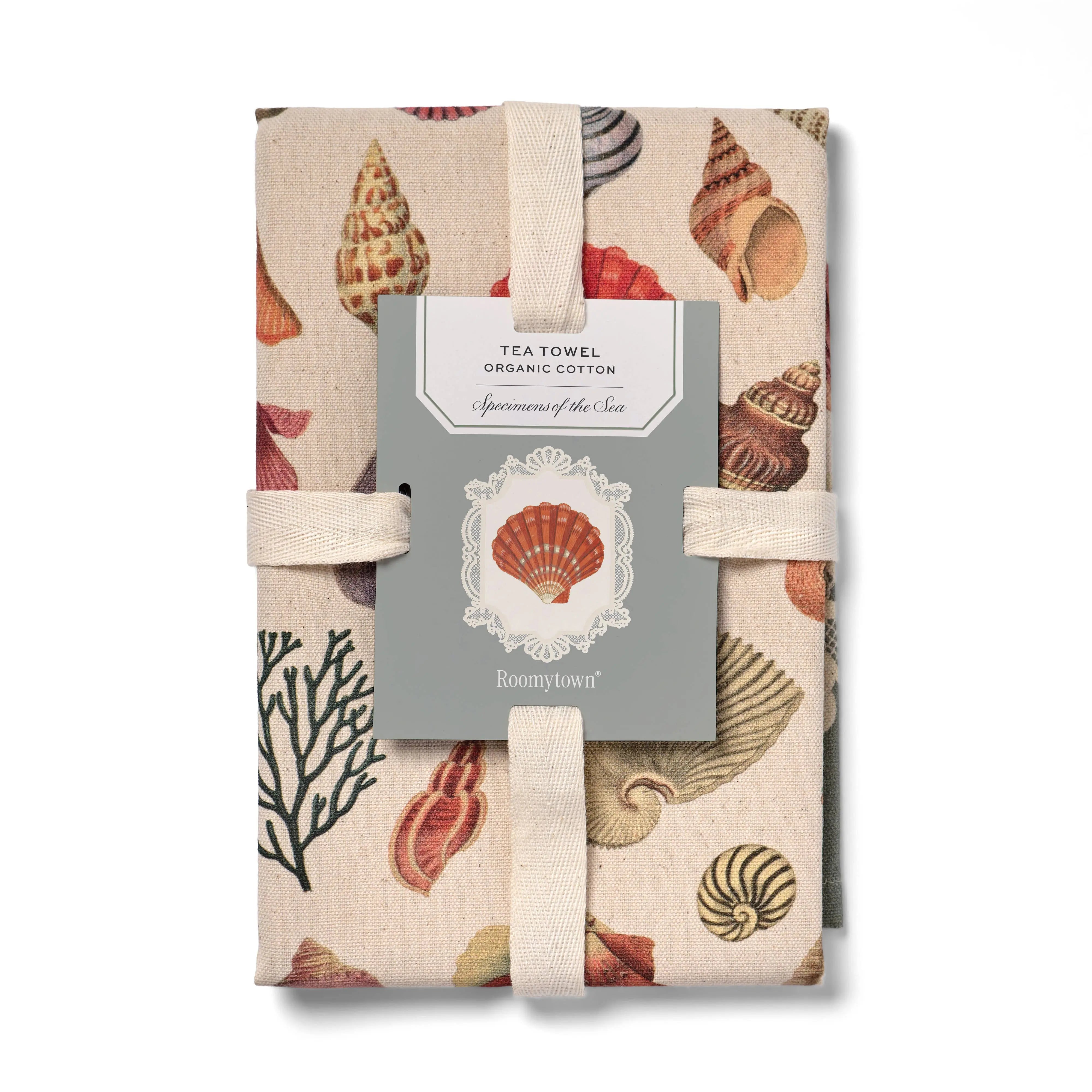 Organic Cotton Tea towel - Specimens of the Sea Roomytown Inc