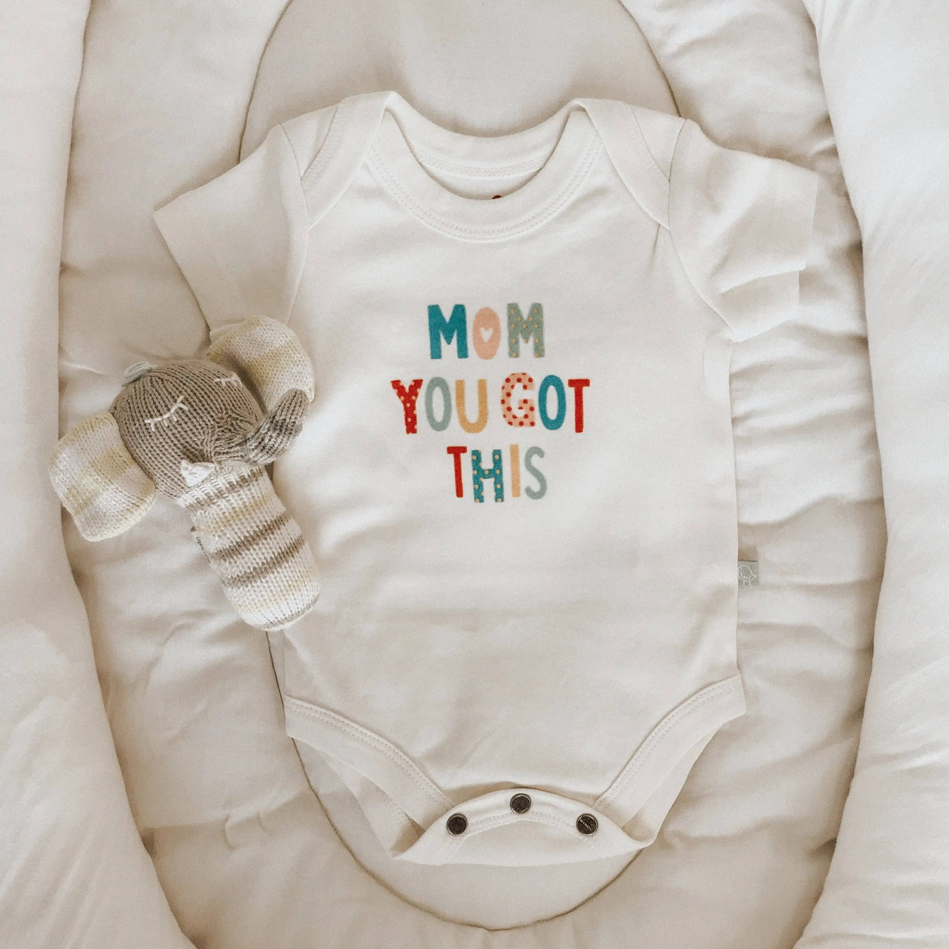 Baby graphic organic onesie | mom you got this Finn + Emma