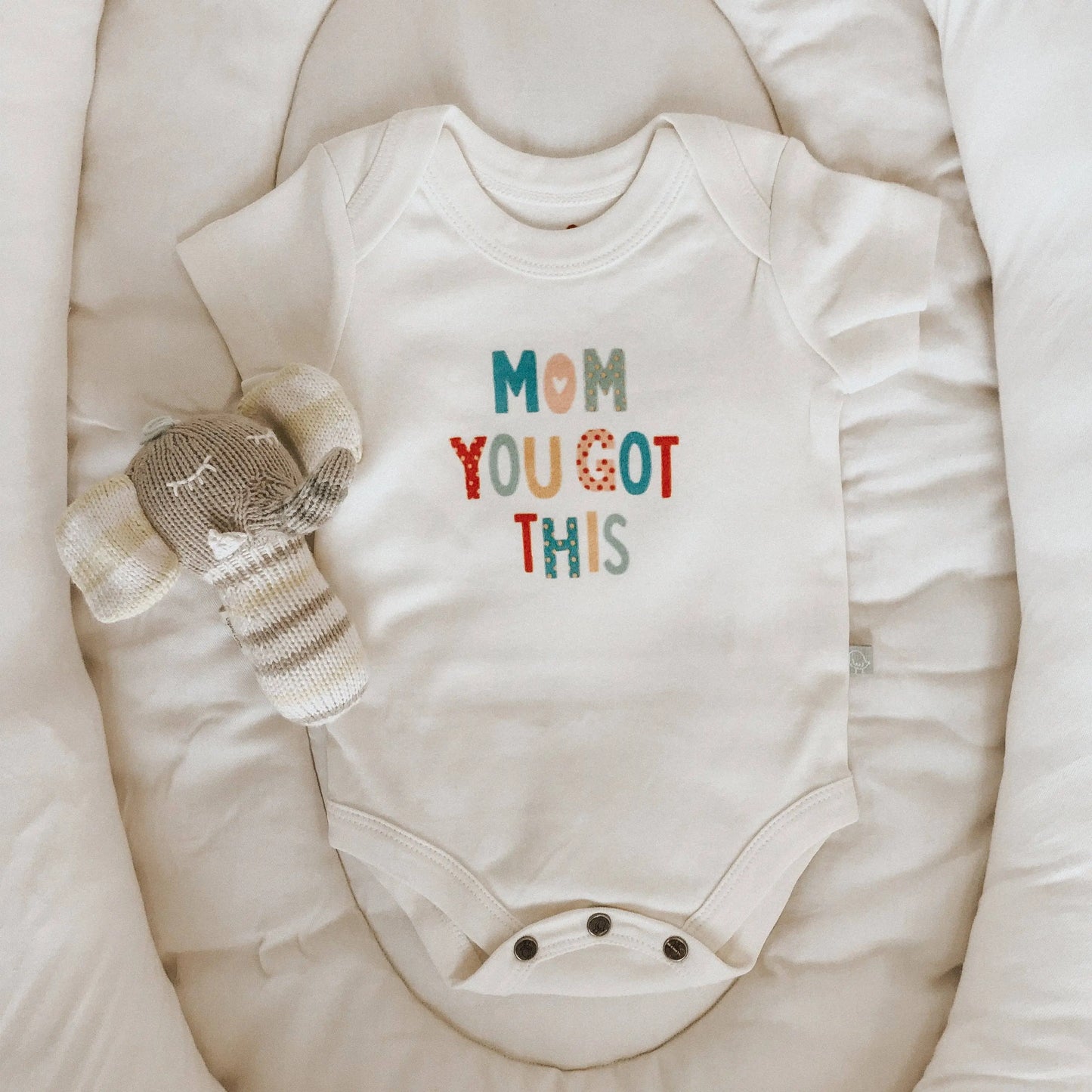 Baby graphic organic onesie | mom you got this Finn + Emma