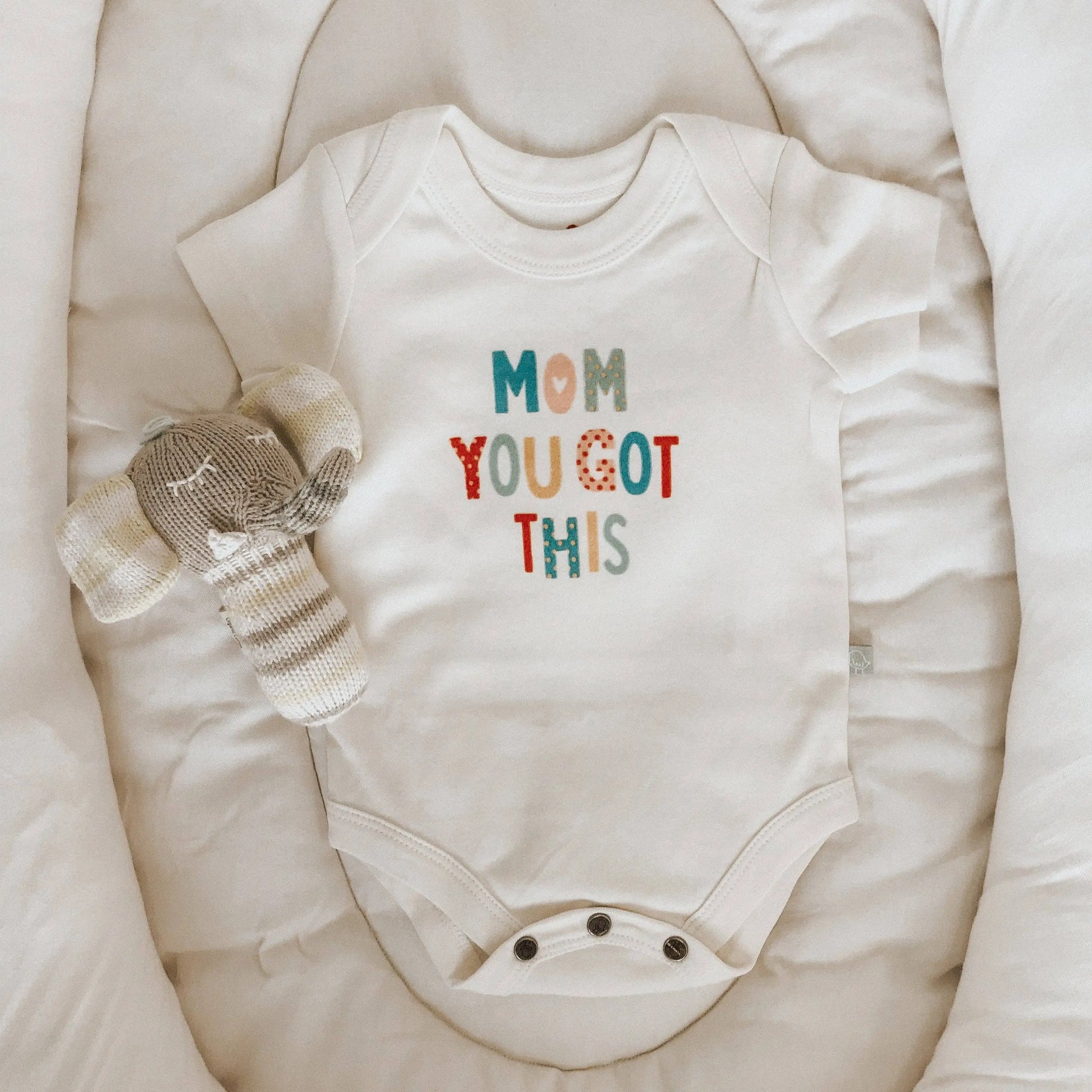Baby graphic organic onesie | mom you got this Finn + Emma