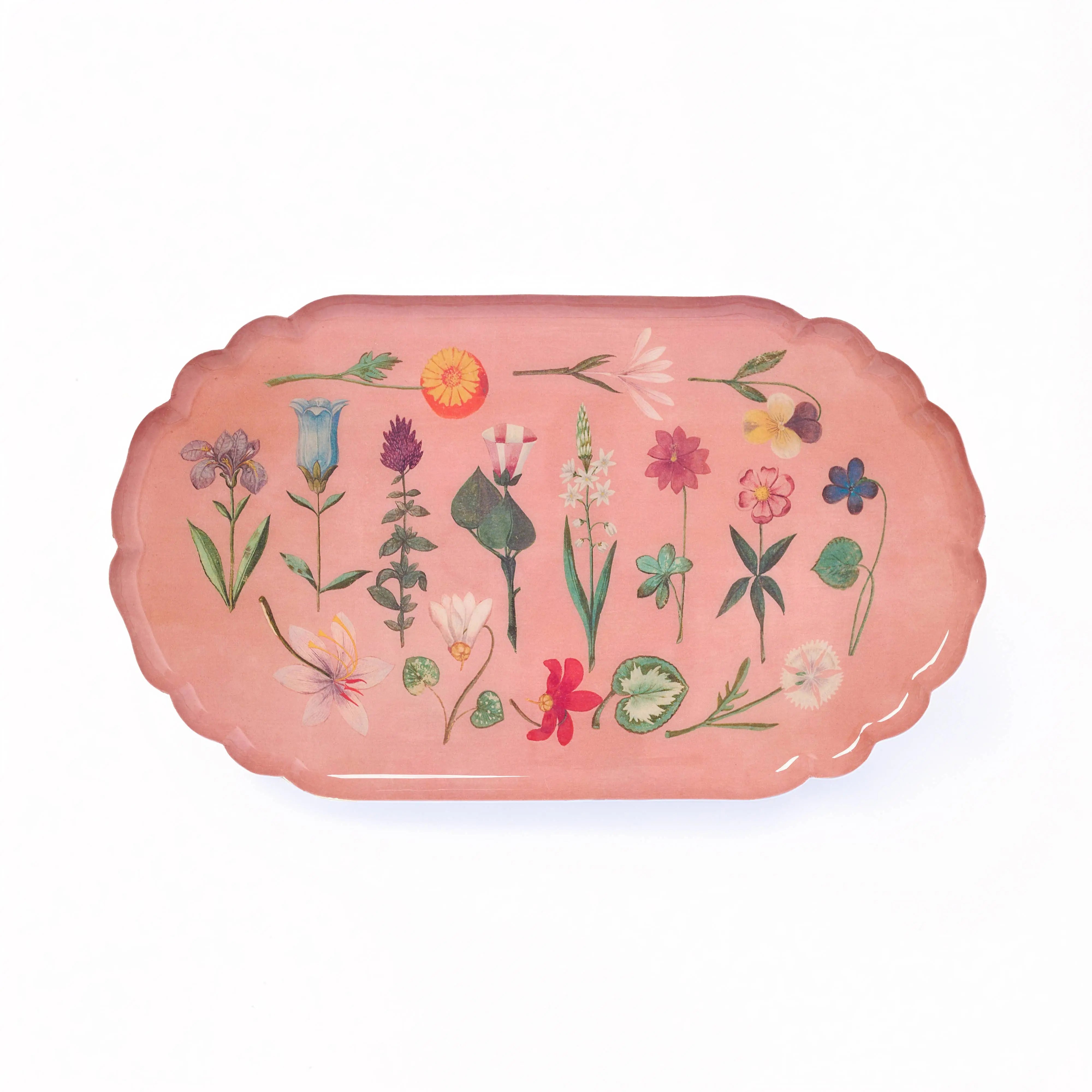 Scalloped Enamel Tray - Festival of Flowers Roomytown Inc