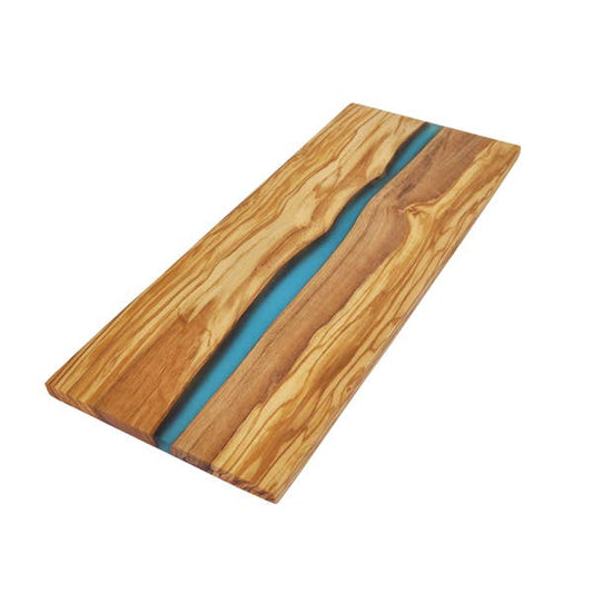 Olive Wood Cutting Board with River of Blue Resin - 15” x 6” Naturally Med Inc.