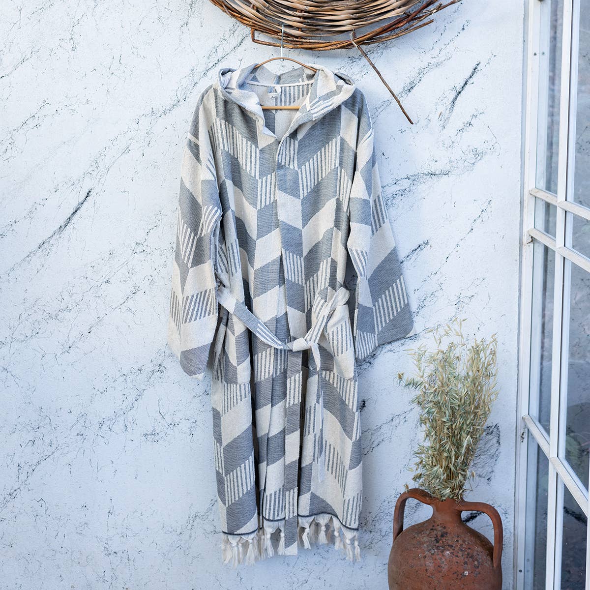 Raised Terry Bathrobe Turkish Cotton Light Weight Quick-dry