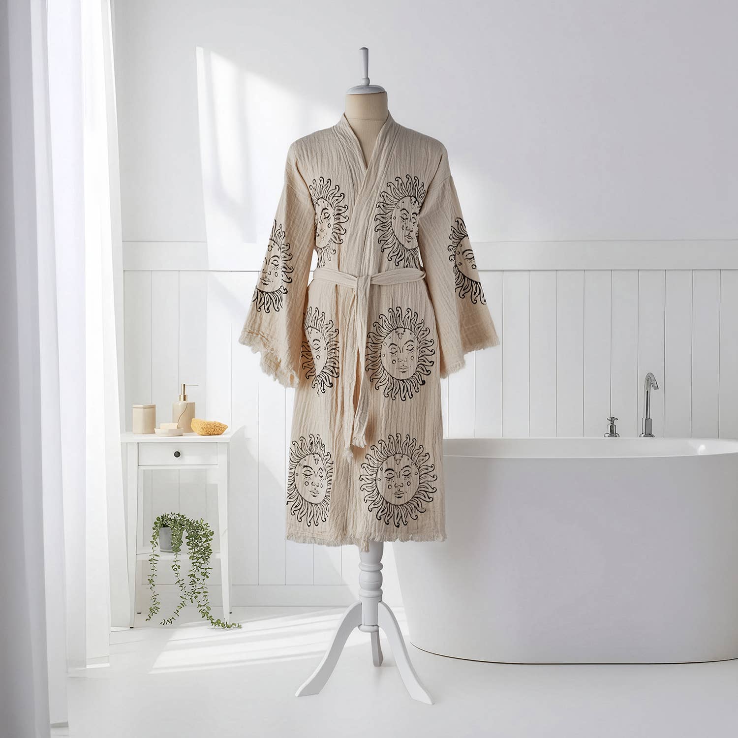 Sun Block Printed Turkish Cotton Light-Weight Summer Kimono Robe Kikoya