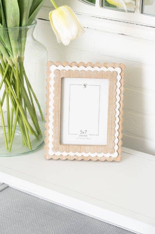 Wood photo frame (SCALLOP) 5x7 photo Devanie At Home (Formerly Adams & Co.)