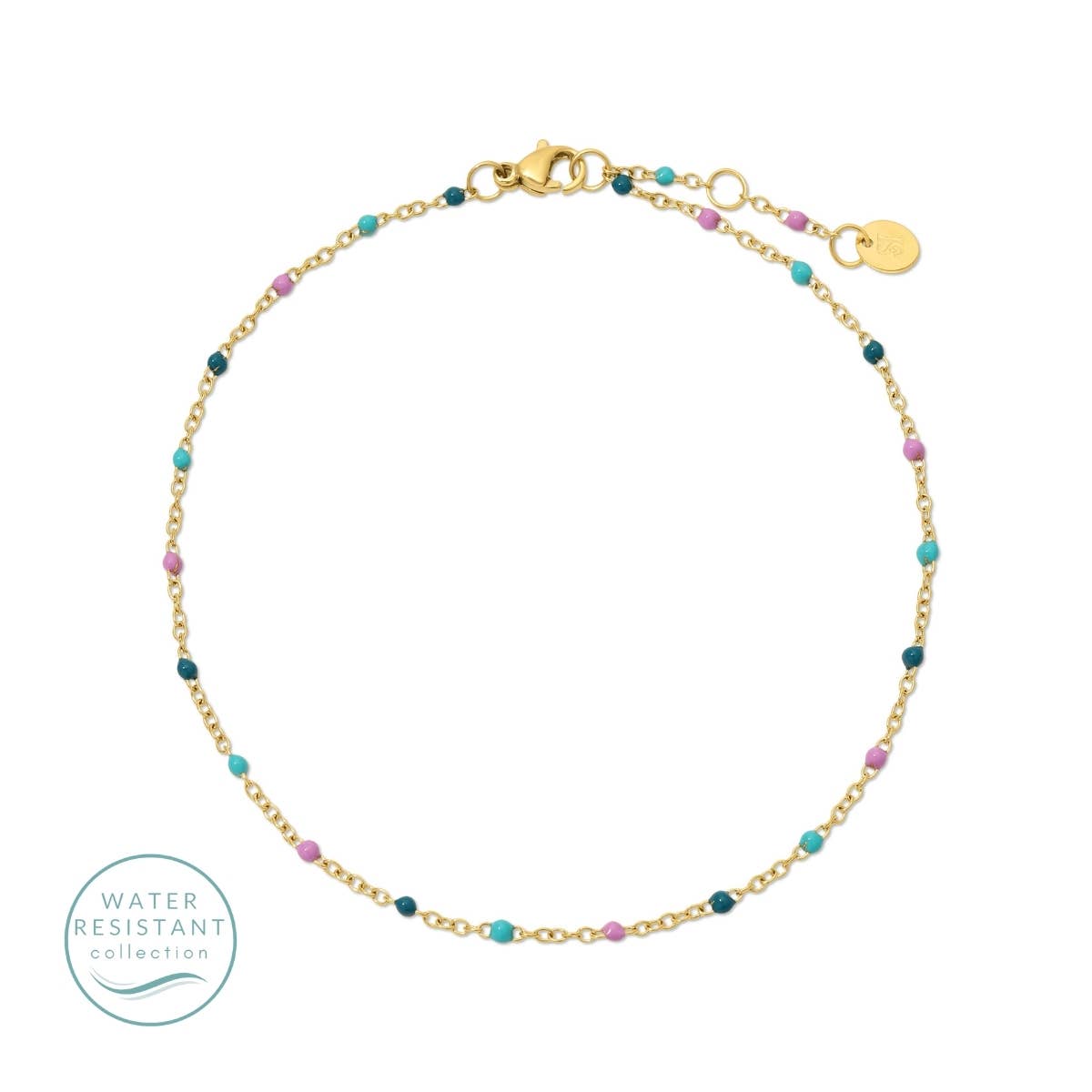 Sweetly Colored Delicate Chain Anklet, Water-Resistant Splendid Iris