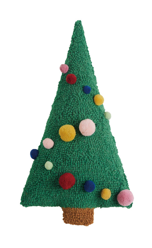 Tree Shaped Hook Pillow w/Poms - Ampersand Peking Handicraft