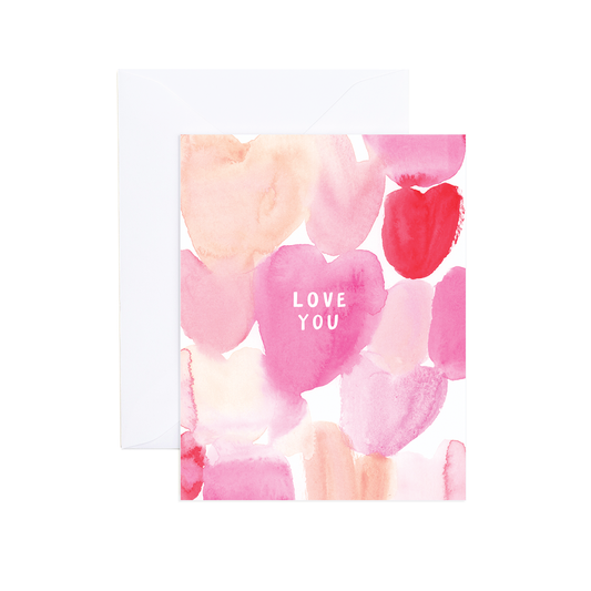 Leila Watercolor Hearts Love You Card Evergreen Summer