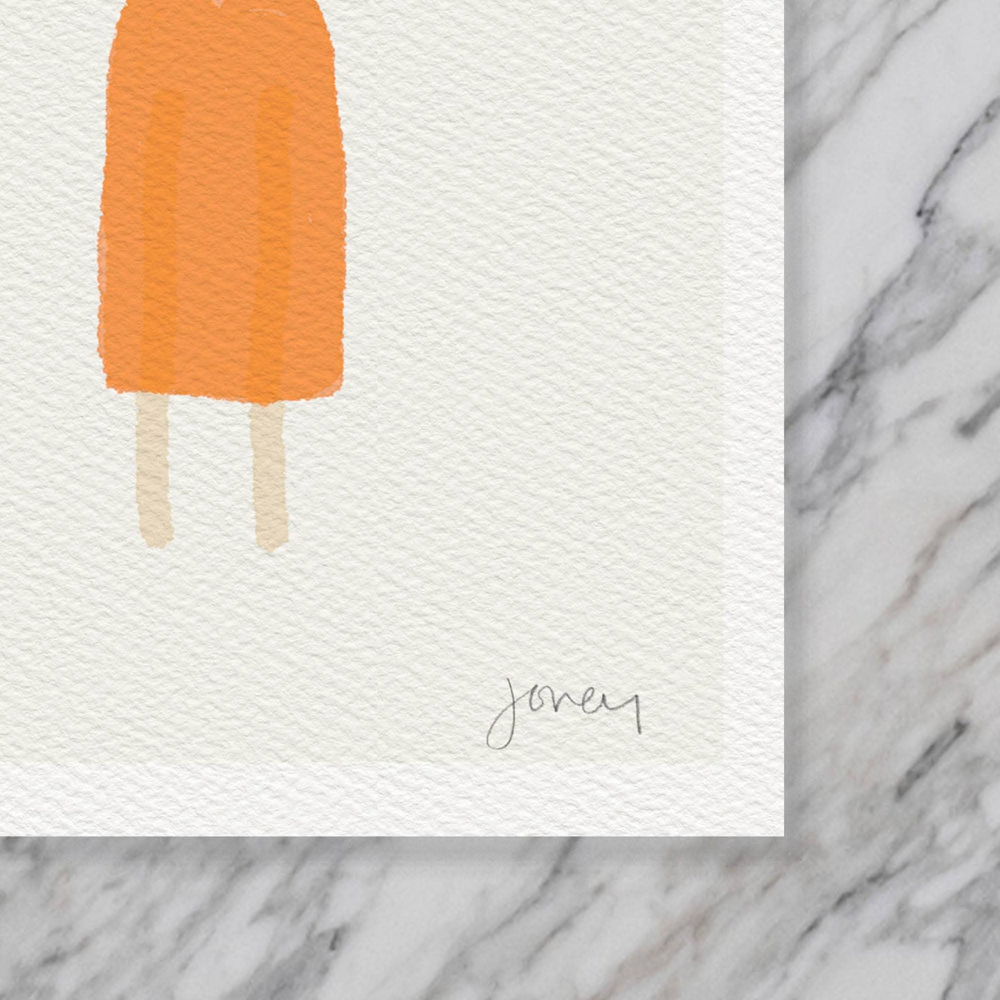 Pink and Orange Popsicle Art Print. Signed.