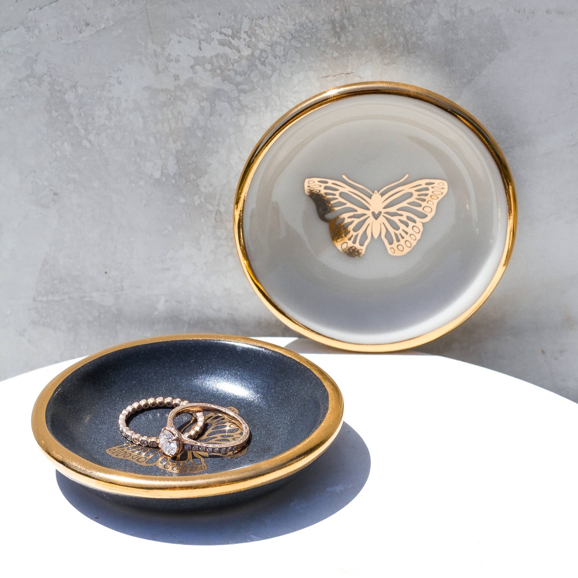 Gold Butterfly Ring Dish | Handmade Pottery Trinket Holder Apricity Ceramics