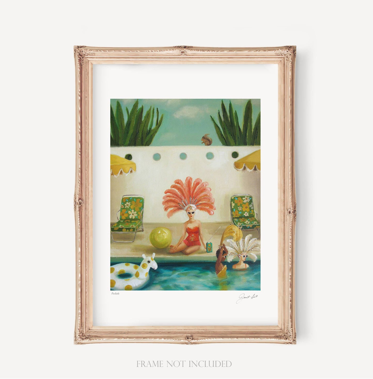 Poolside Art Print. 11"x14" framed