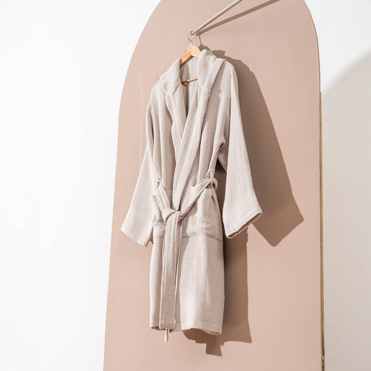 Stonewash Bathrobe Turkish Cotton LightWeight Hood Quick-dry Kikoya
