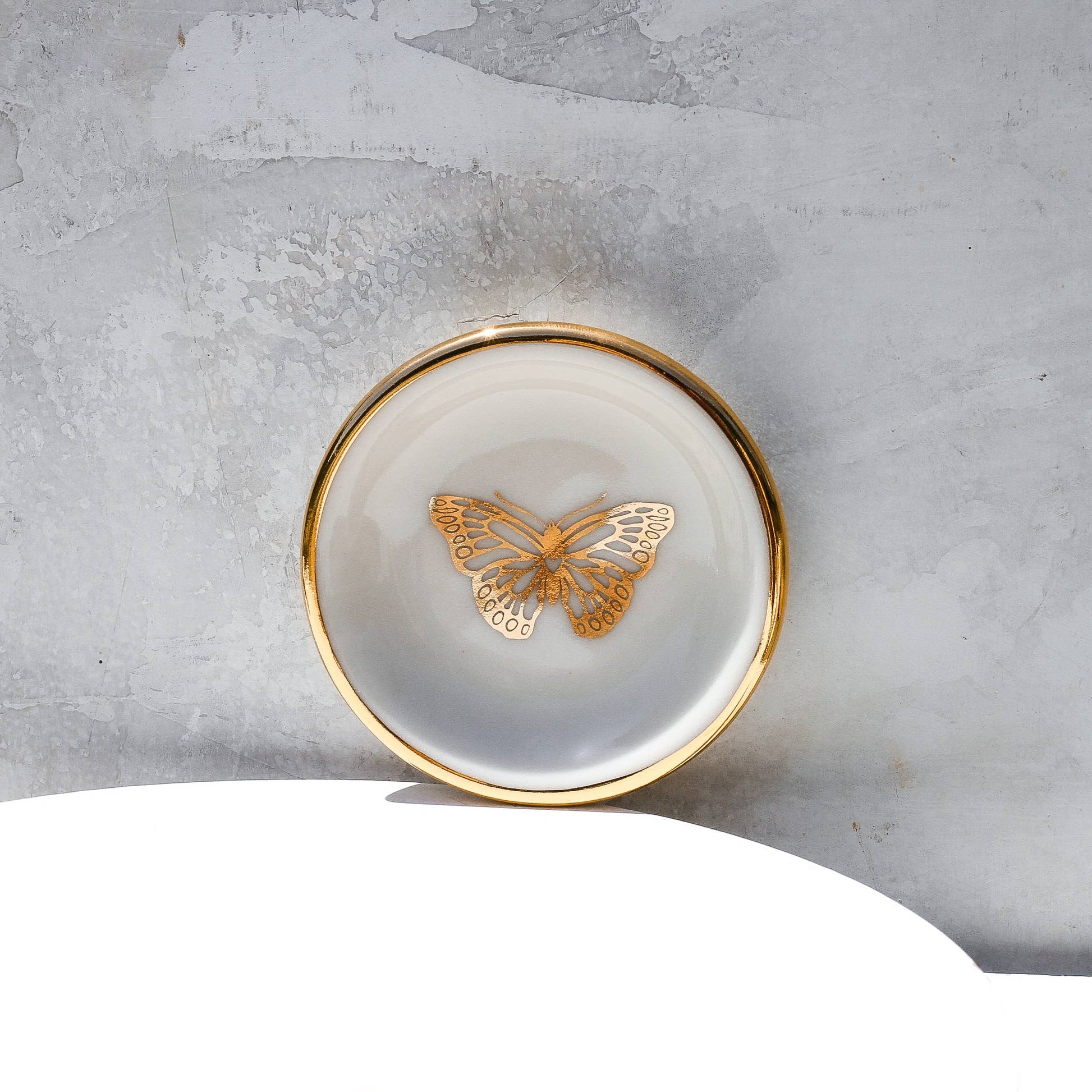 Gold Butterfly Ring Dish | Handmade Pottery Trinket Holder Apricity Ceramics