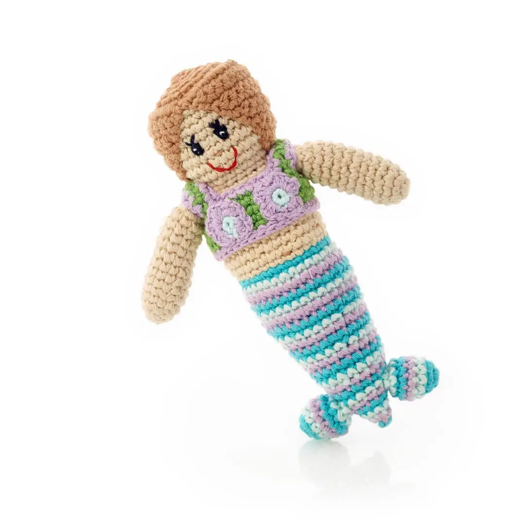 Handmade Mermaid Rattle in Turquoise Pebble