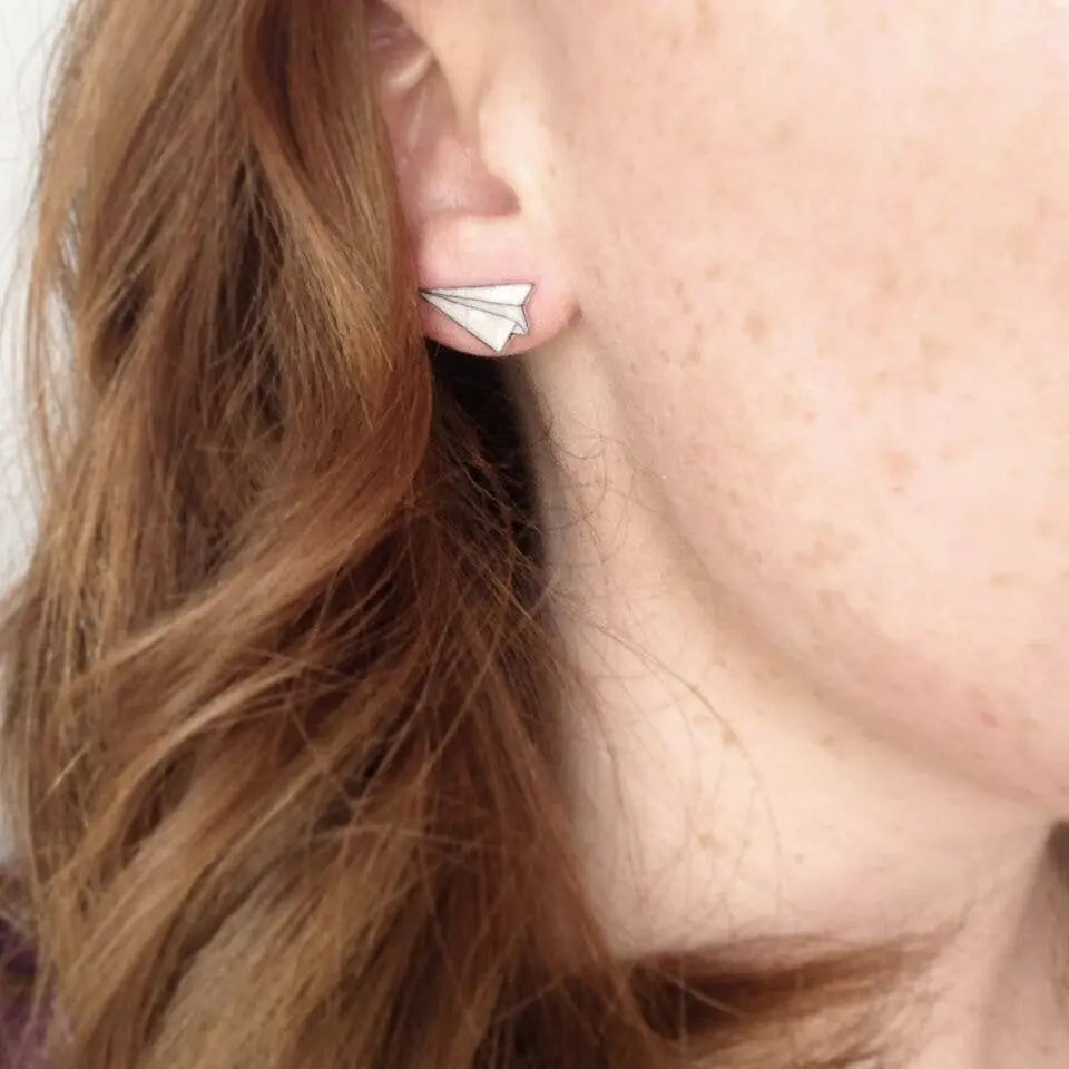 Paper Airplane Stud Earrings Poptone Co.