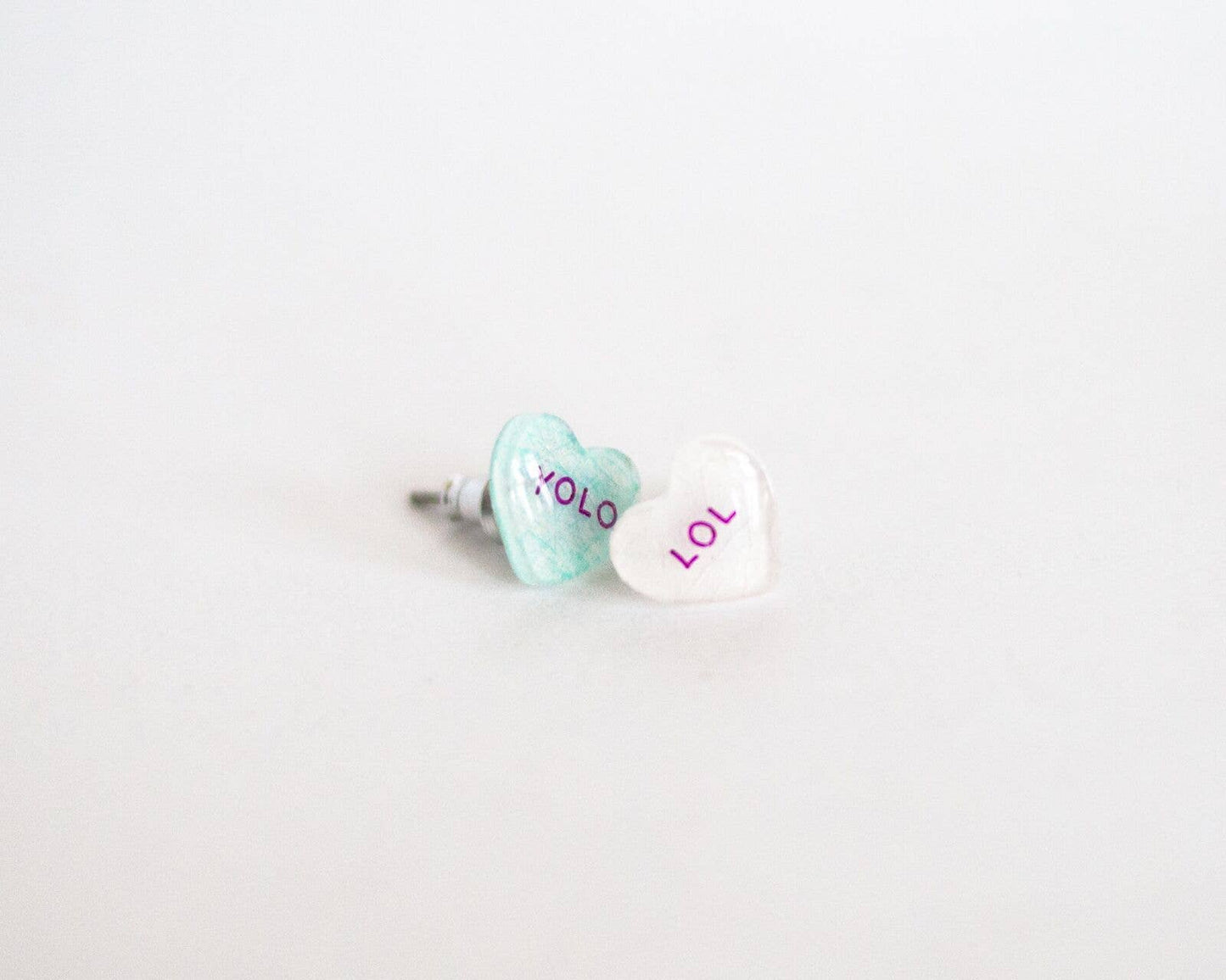 Valentine Candy Heart Earrings: Lol + Yolo