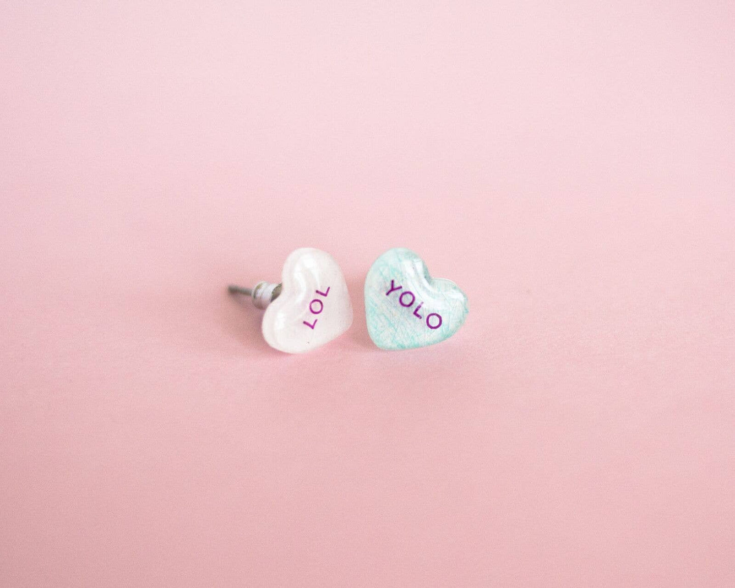 Valentine Candy Heart Earrings: Lol + Yolo