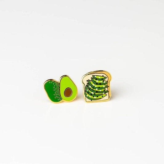 Avocado Toast Earrings - Gold Foodie Statement Studs Yellow Owl Workshop