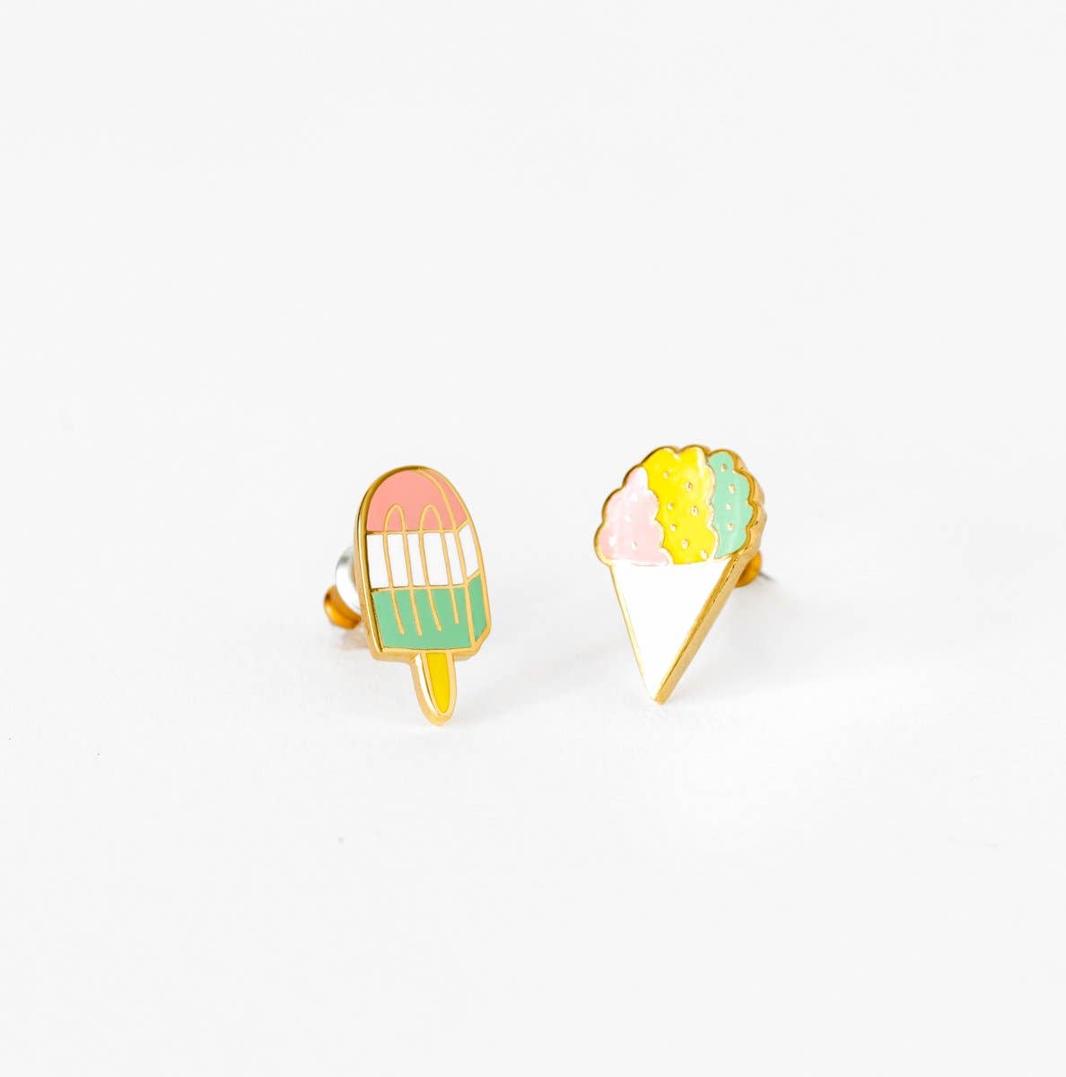 Sno Cone and Popsicle Earrings - Gold Summer Statement Studs