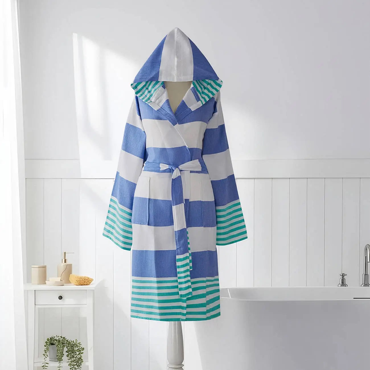 Bathrobe Turkish Cotton Light-Weight Summer with Hood Robe Kikoya