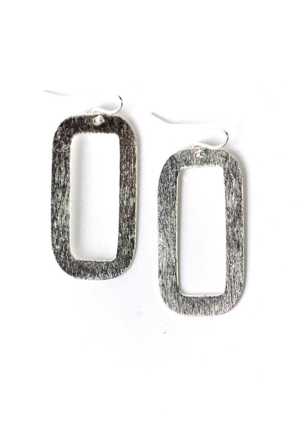 Brushed Silver Frames Statement Earrings