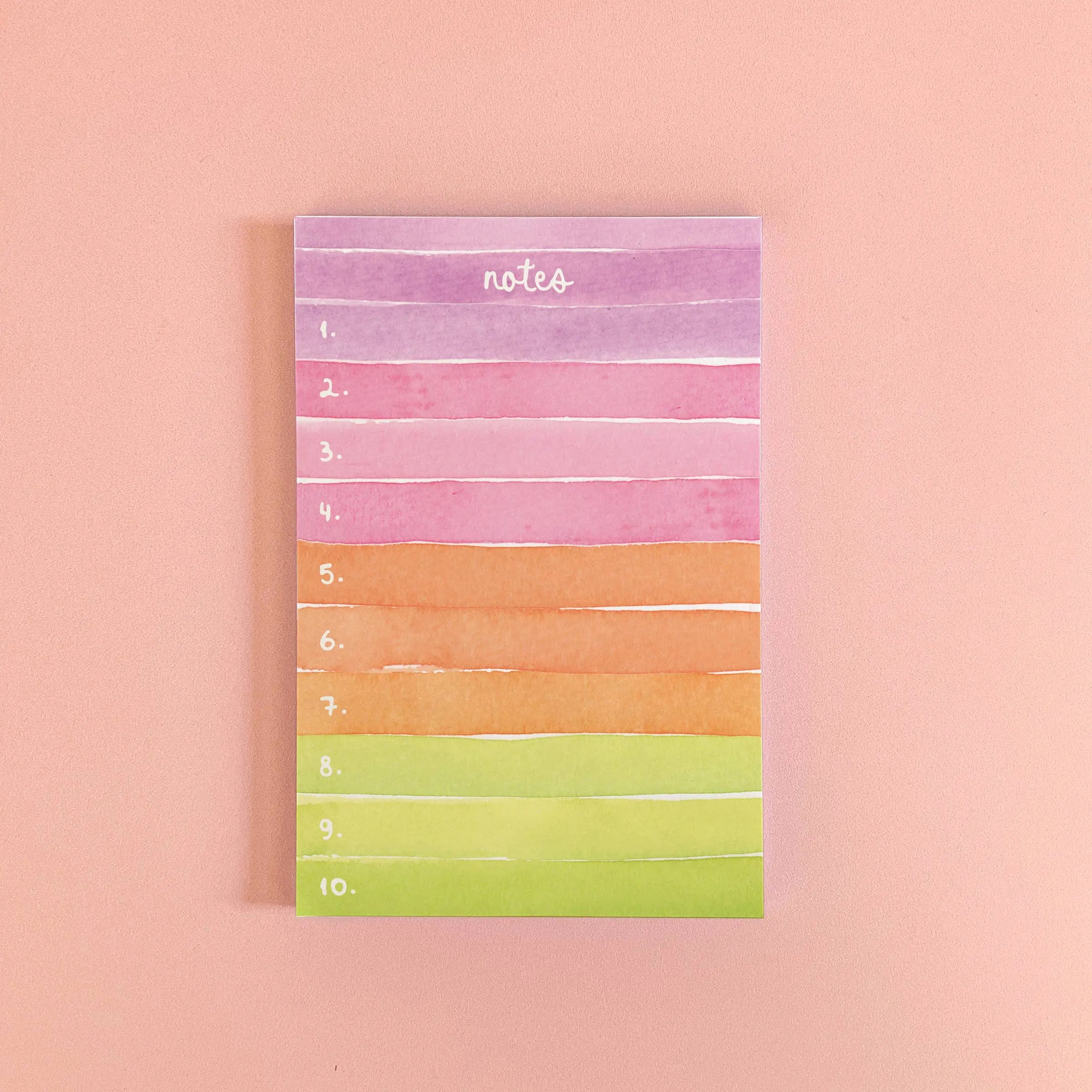 Colorblock Watercolor Stripes Notepad | Numbered Notepad Gert & Co