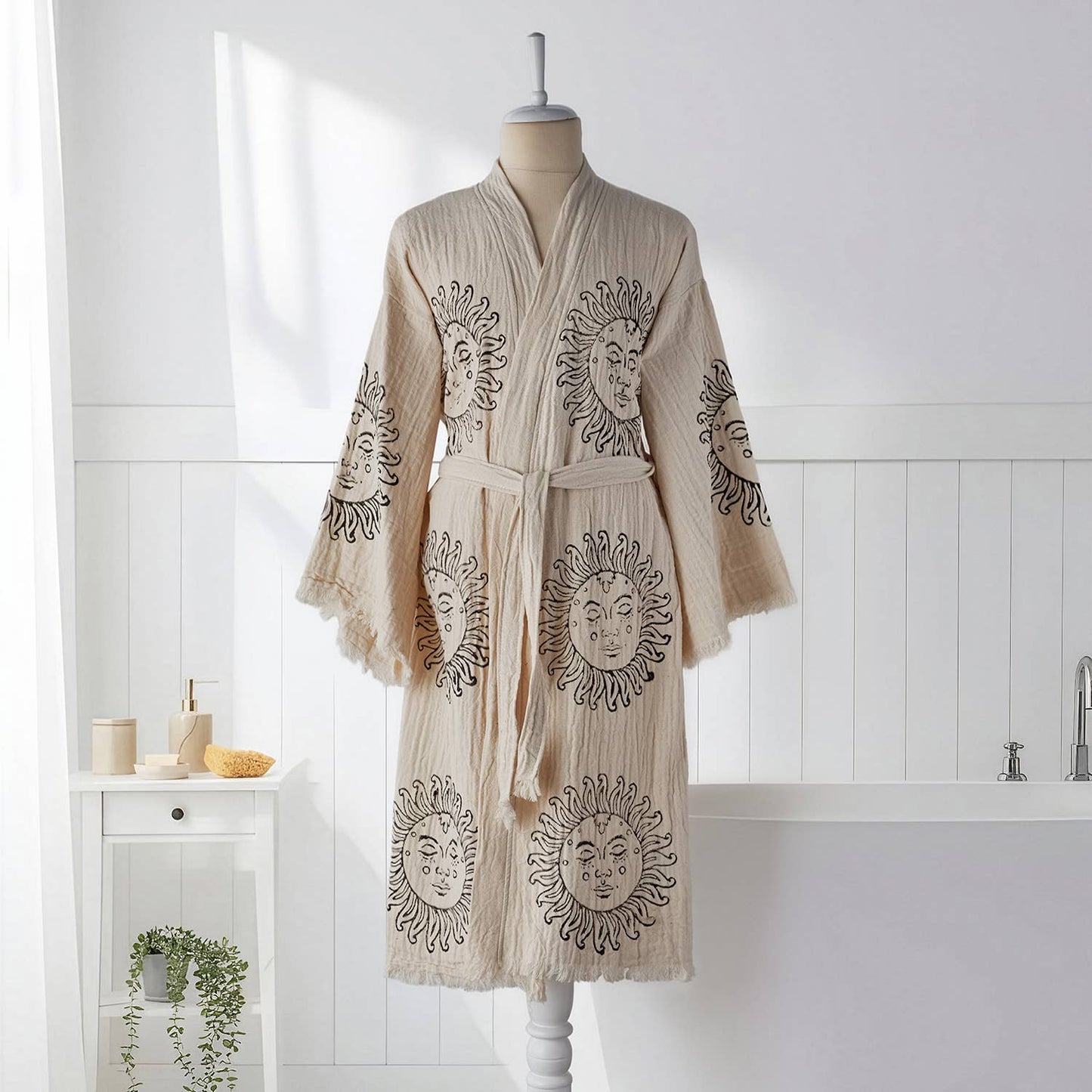 Sun Block Printed Turkish Cotton Light-Weight Summer Kimono Robe Kikoya