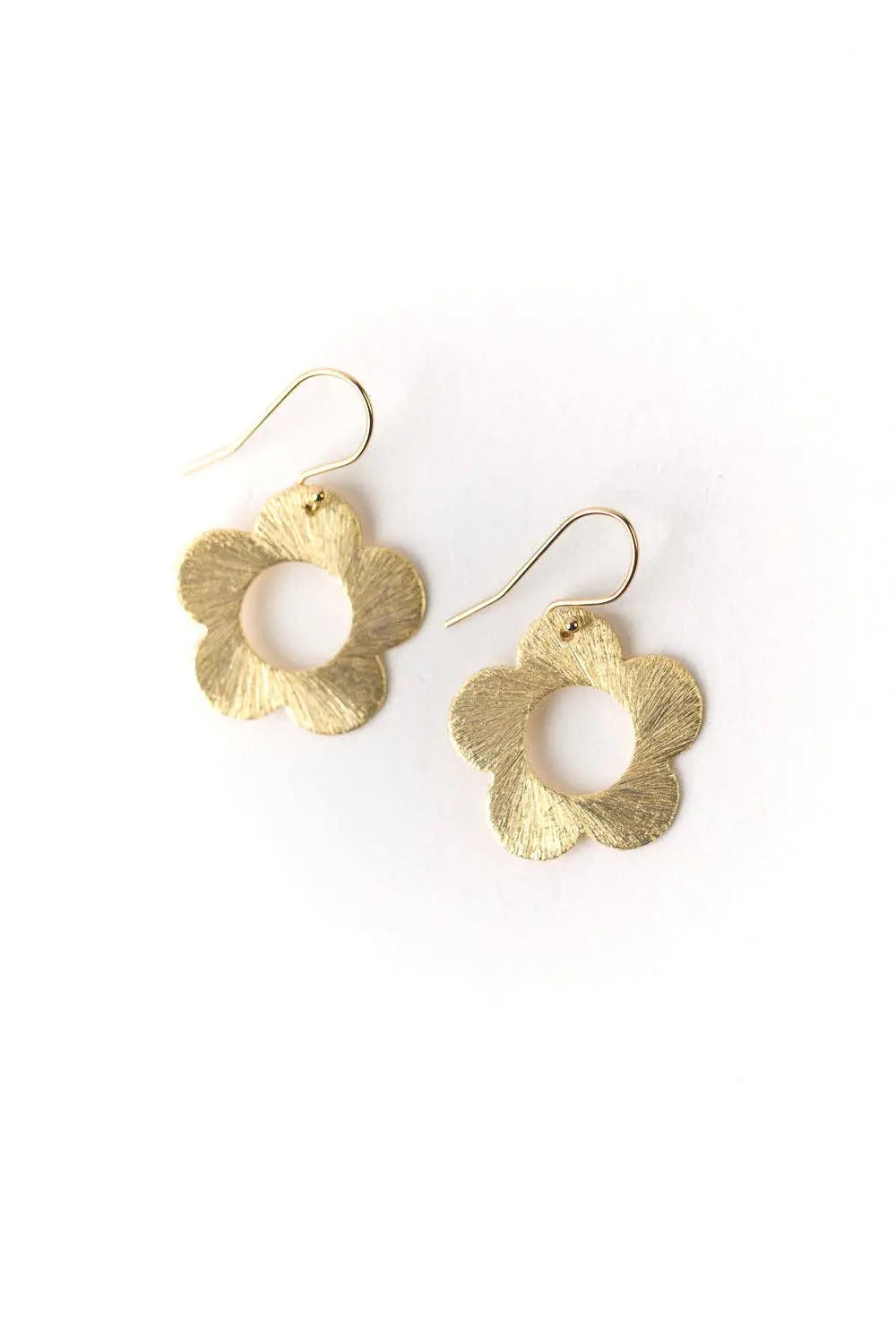 Brushed Gold Small Flower Earrings Anne Vaughan Designs Jewelry