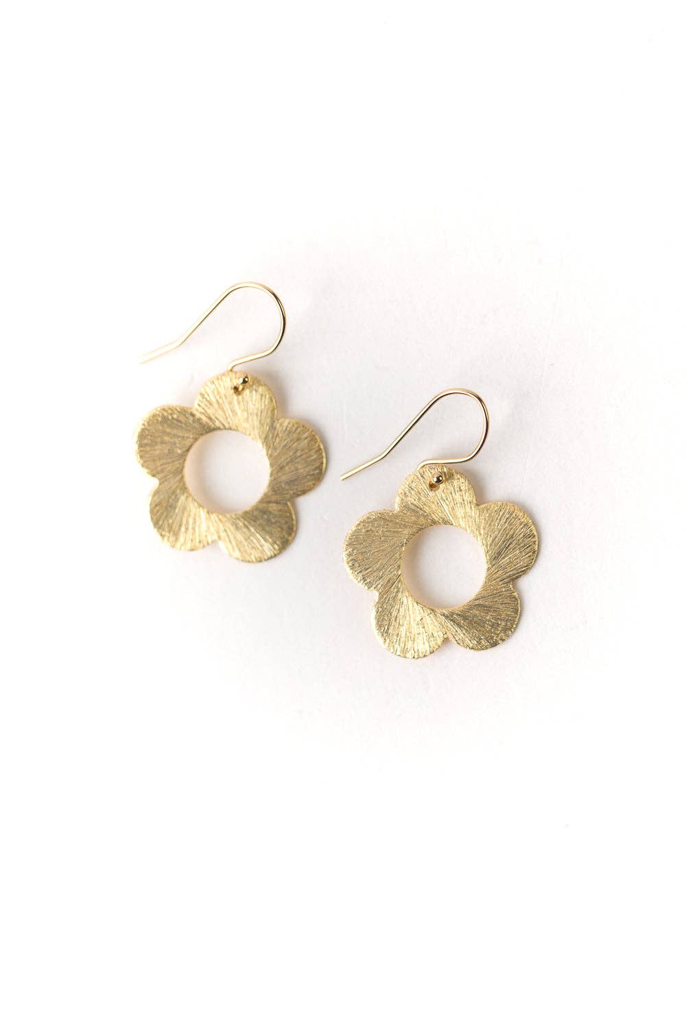Brushed Gold Small Flower Earrings