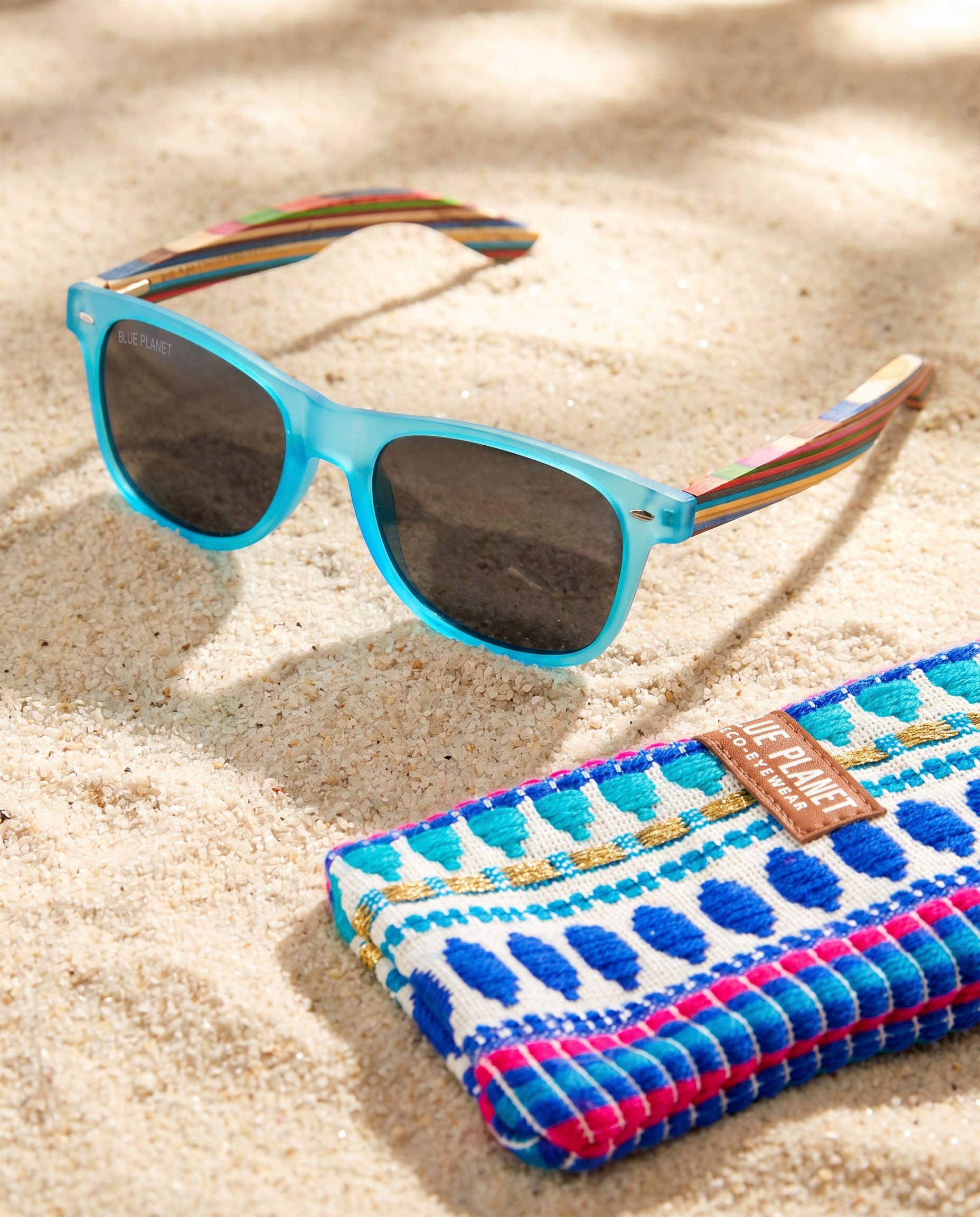 BP19029 - Indio - Matte Aqua / Rainbow Wood/ Smoke Polarized Blue Planet Eco-Eyewear
