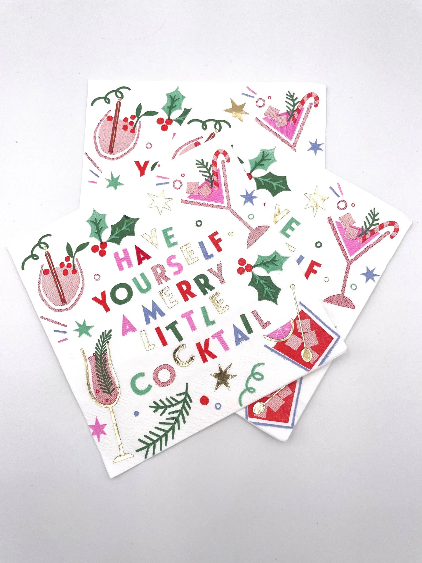 Christmas Napkins | Merry Little Cocktail - Foil - 20ct soiree-sisters