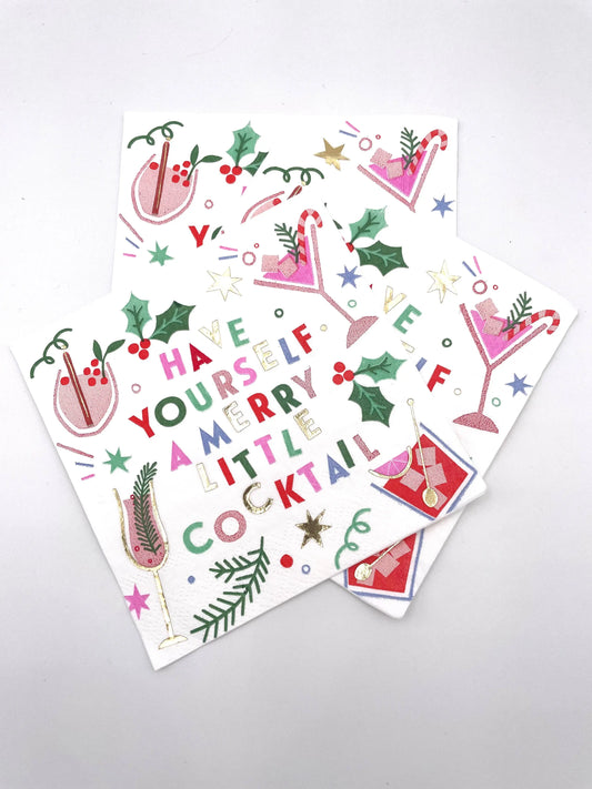 Christmas Napkins | Merry Little Cocktail - Foil - 20ct soiree-sisters