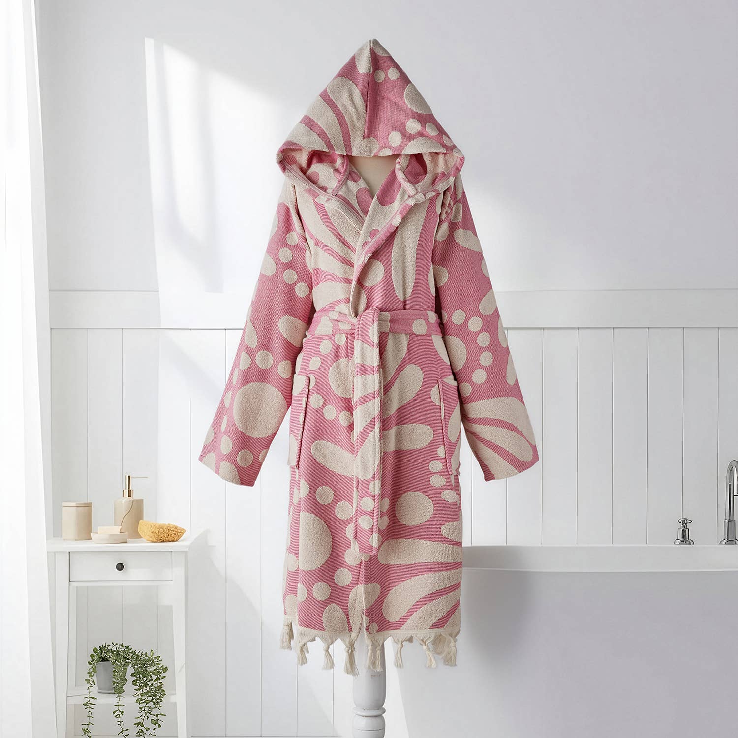 Pink Swirl Bathrobe Turkish Cotton Quick dry Resort Robe Kikoya