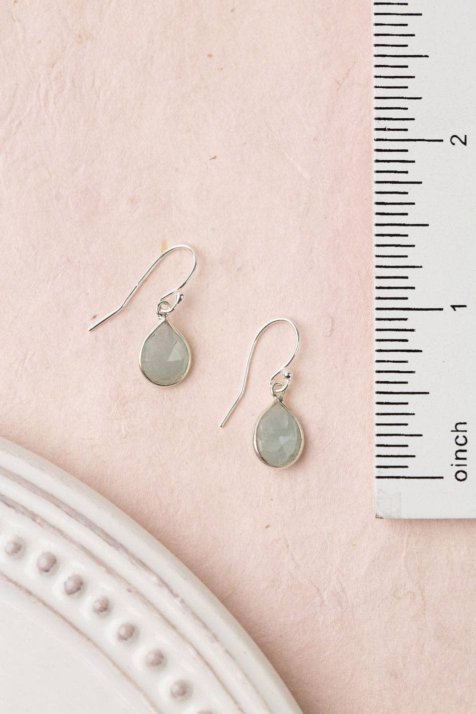 Fae Faceted Aquamarine Teardrop Silver Bezel Simple Earrings Anne Vaughan Designs Jewelry